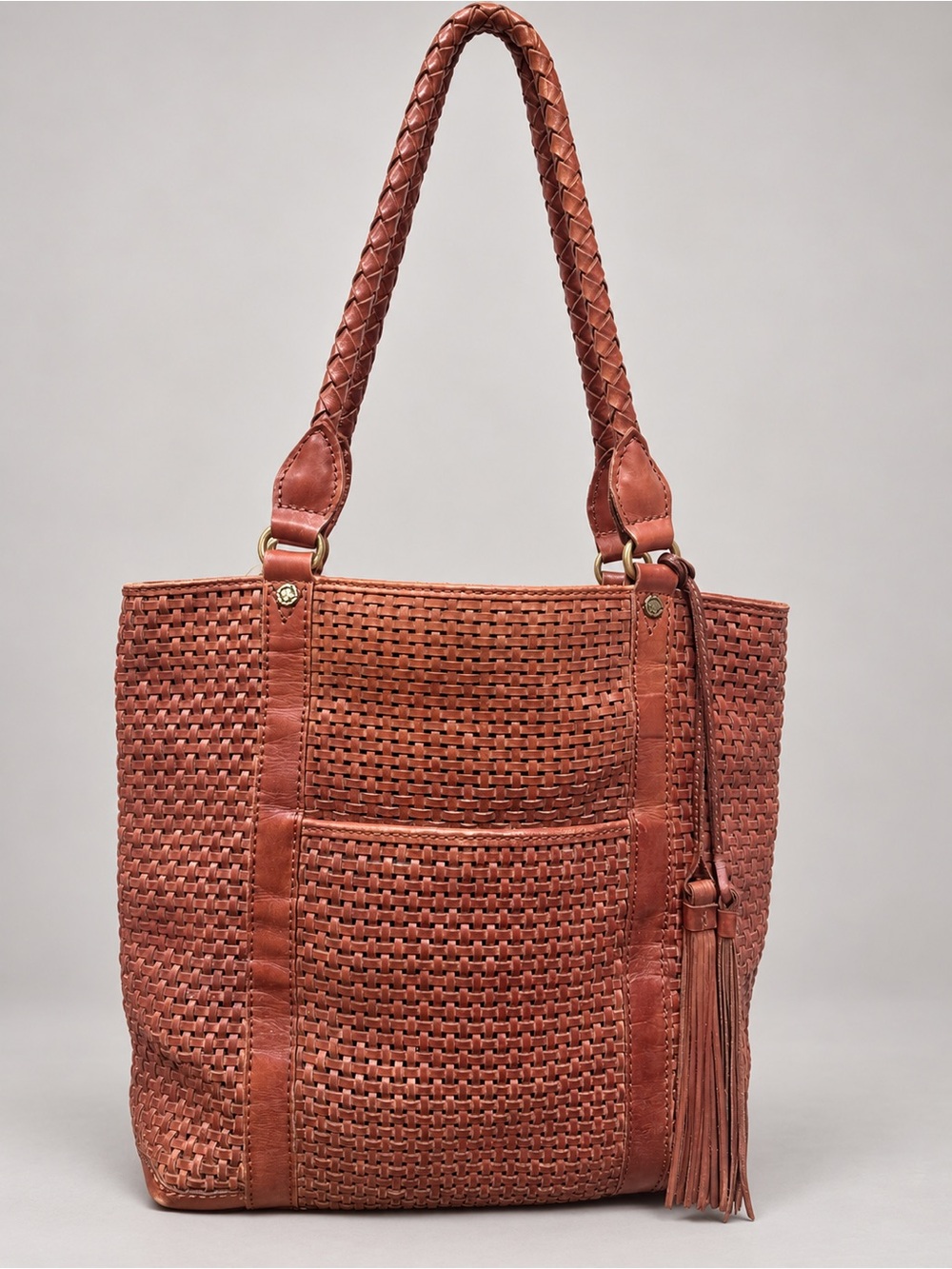 Patricia Nash Woven Leather Tote Bag in Rustic Brown